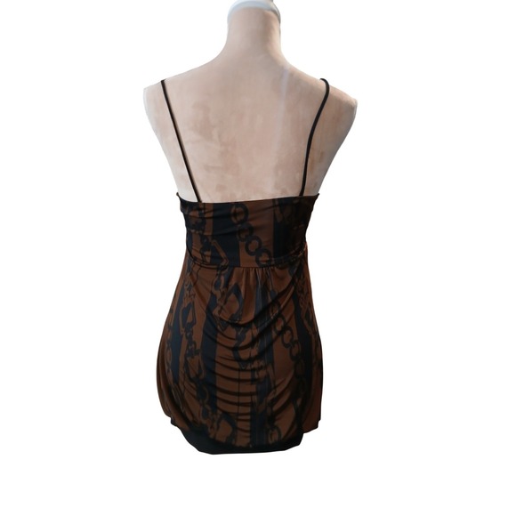 Janette Brown Black Abstract Chain Print Empire Waist Cami Top Size Medium Y2k - Picture 4 of 10